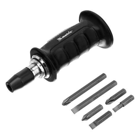 Отвертка ударно-поворотная 1/2", набор бит, PH+SL+CS, обрезиненная рукоятка 6 шт Matrix фото 1