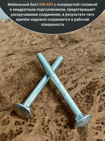 Болт мебельный полукруглая головка ОЦ DIN 603,20 шт. фото 20