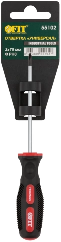 Отвертка Универсал, CrV сталь, прорезиненная ручка, Профи 3х75 мм РН0 фото 3