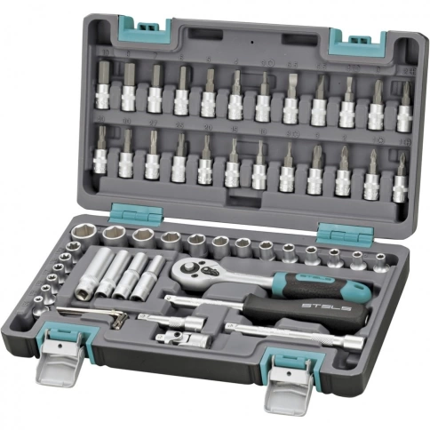 Набор инструментов 57 предметов 1/4 CrV пластиковый кейс Stels фото 1