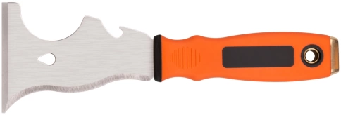 Шпатель-скребок, нержавеющая сталь, 2-К ручка, многофункц.8-в-1, 75 мм фото 1