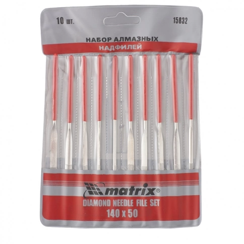 Набор надфилей алмазных 140х50х3 мм 10шт. Matrix фото 1