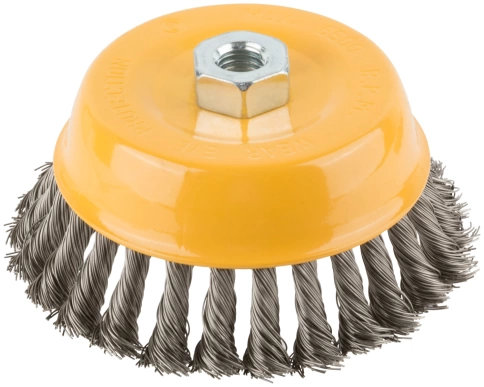 Корщетка-чашка, гайка М14, витая проволока, нерж.сталь 125 мм фото 1