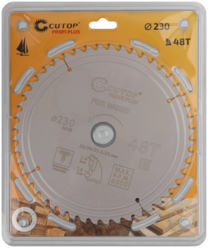 Диск пильный по дереву с тефл.покр.48Т CUTOP Profi Plus 230х1,6/2,4х32/30/25,4/20 мм фото 2
