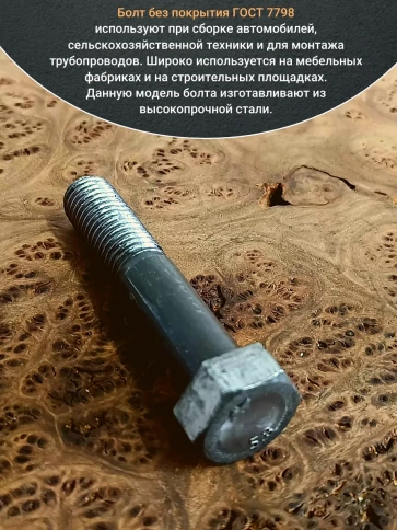Болт без покрытия 12х65 мм ГОСТ 7798, 10 шт. фото 4