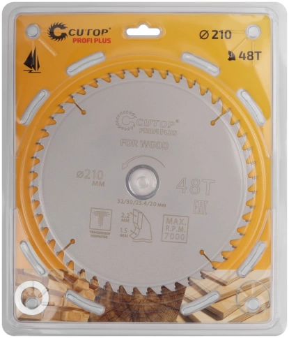Диск пильный по дереву с тефл.покр.48Т CUTOP Profi Plus 210х1,5/2,2х32/30/25,4/20 мм фото 2