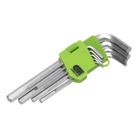 Набор ключей имбусовых HEX 1,5-10 мм 45х 9шт никель Сибртех фото 1