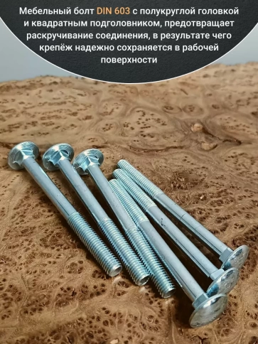 Болт мебельный полукруглая головка ОЦ DIN 603,20 шт. фото 100