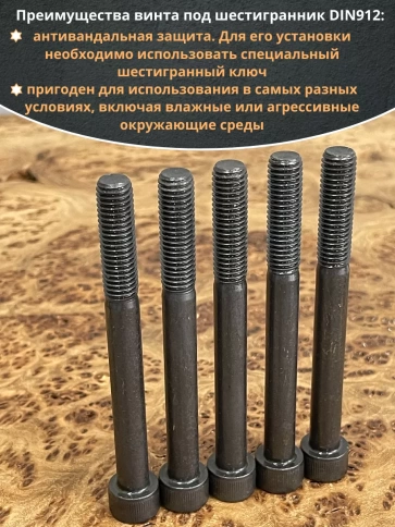 Винт высокопрочный М10х100 мм к.п.12.9 черный DIN912, 10 шт. фото 4
